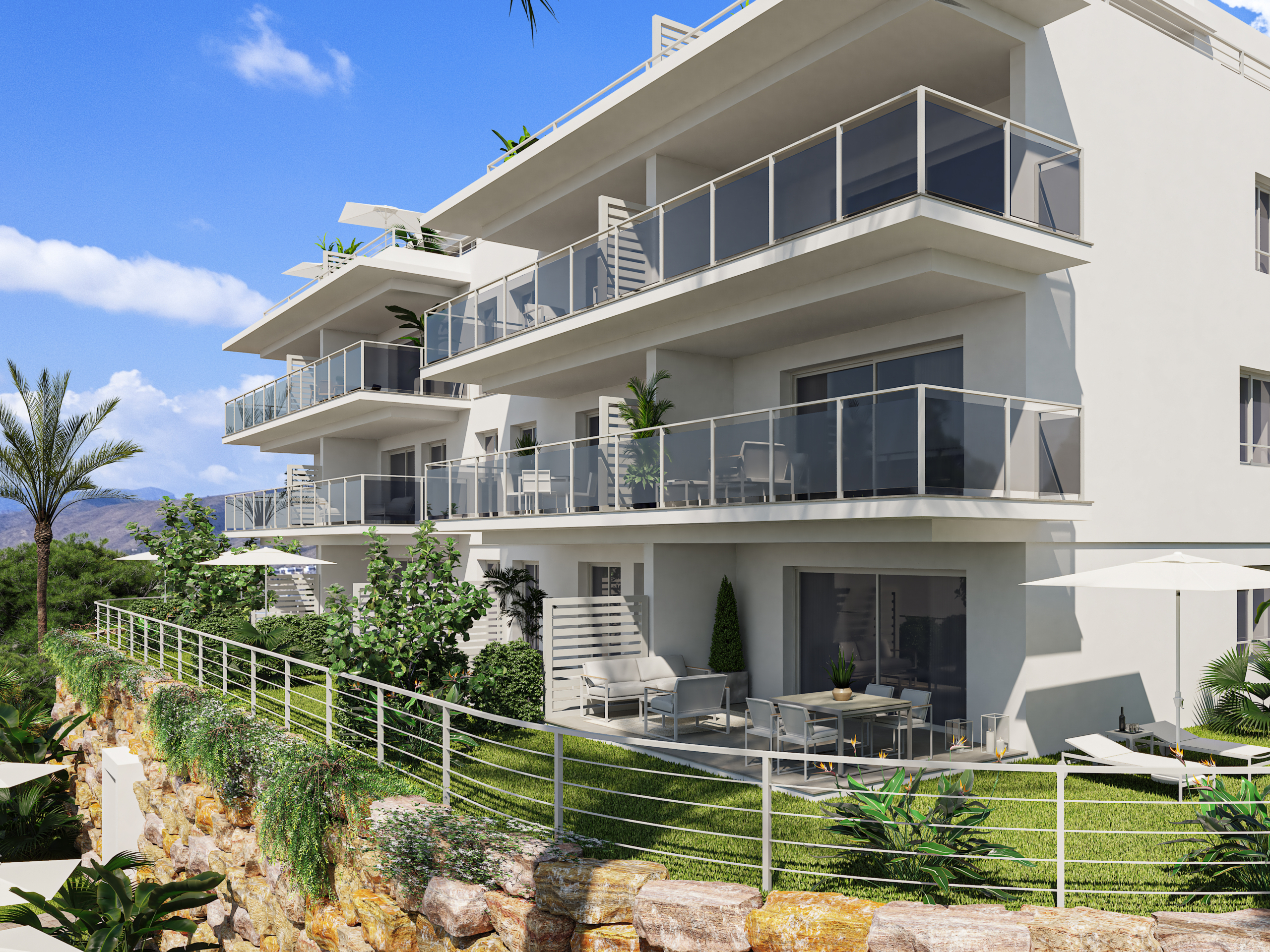 NOWOCZESNY APARTAMENT NA PARTERZE Z PRYWATNYM OGRODEM I WIDOKIEM NA MORZE W FINESTRAT