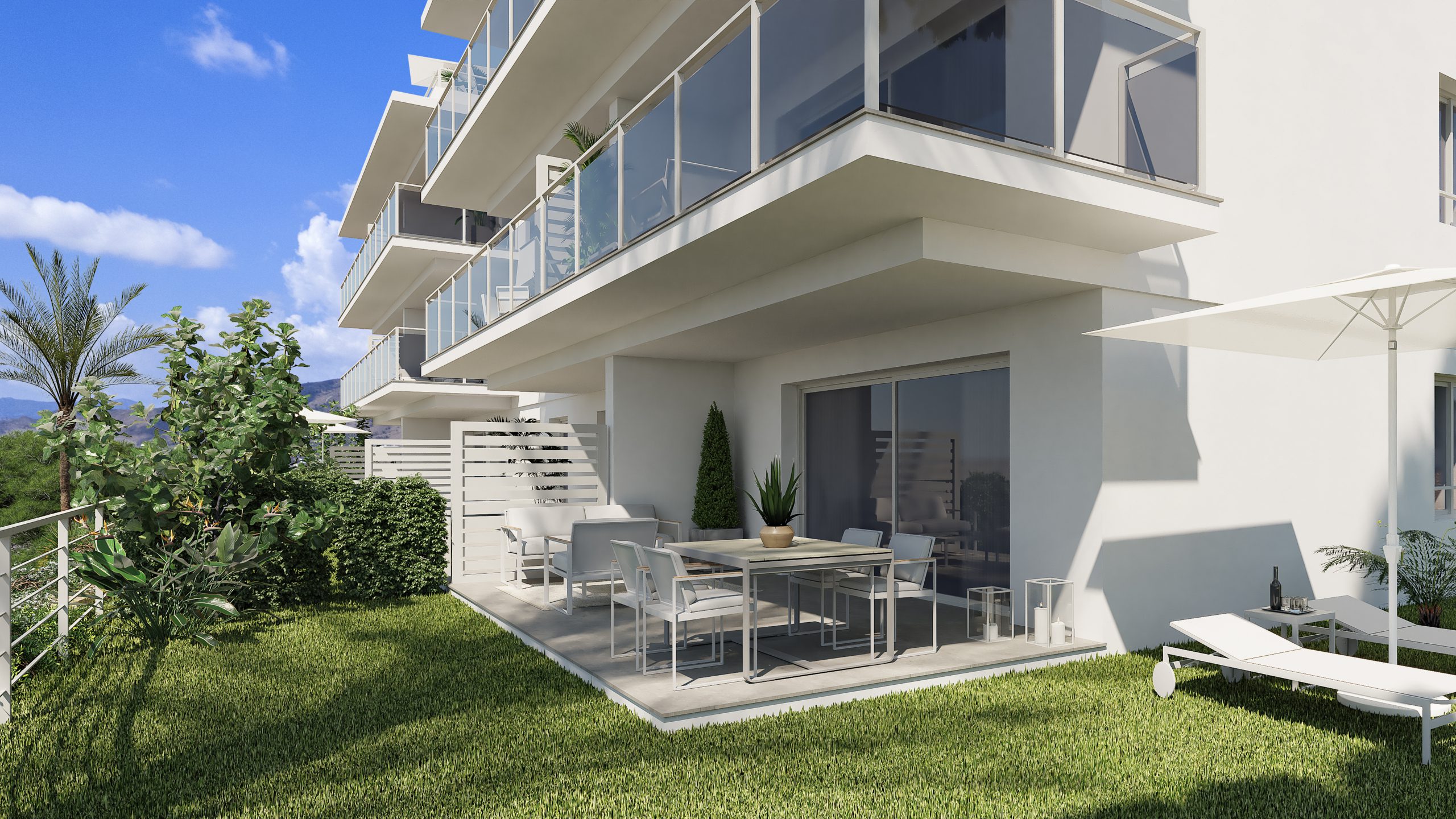 NOWOCZESNY APARTAMENT NA PARTERZE Z PRYWATNYM OGRODEM I WIDOKIEM NA MORZE W FINESTRAT